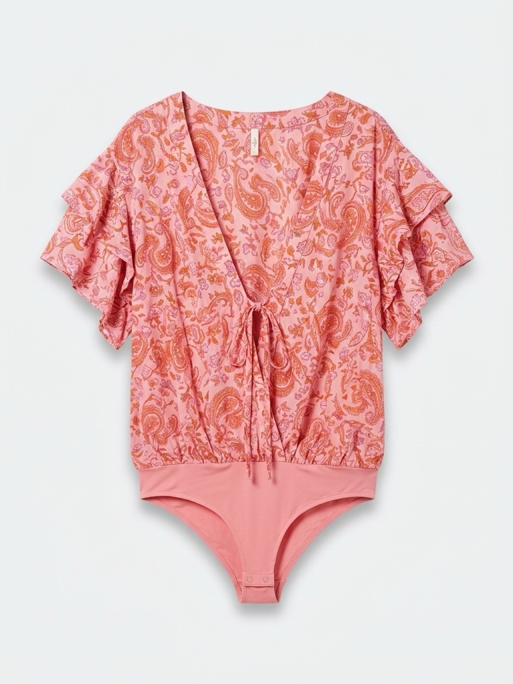 Pink Floral Blouse with Tie Front